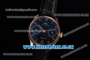 IWC Portuguese Clone IWC 52010 Automatic Rose Gold Case with Black Dial Arabic Numeral Markers and Black Leather Strap - 1:1 Original (ZF)