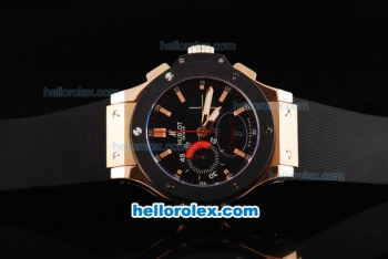 Hublot Big Bang Euro 2008 Swiss Valjoux 7750 Chronograph Movement RG Case with Ceramic Bezel and Black Dial-RG Stick Marker