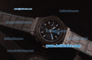 Hublot Big Bang Swiss Valjoux 7750 Automatic Carbon Fiber Case with Black Dial and Blue Markers