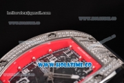 Richard Mille RM010 Miyota 9015 Automatic Steel/Diamonds Case with Skeleton Dial and Red Inner Bezel