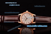 Patek Philippe Calatrava Swiss ETA 2836 Automatic Rose Gold Case and Brown Leather Strap White Dial with Roman Markers