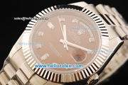 Rolex Day-Date II Automatic Movement Full Steel with Brown Dial and Diamond Markers