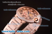 Cartier Ballon Bleu de Cartier Skeleton Automatic Rose Gold Case/Bracelet with Diamond Bezel