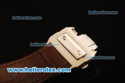 Cartier Santos 100 Automatic ETA Coating Case with White Dial and Brown Leather Strap