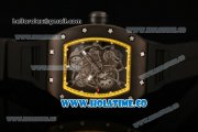 Richard Mille RM 055 Bubba Watson Tourbillon Manual Winding PVD Case with Skeleton Dial Black Rubber Strap and Yellow Inner Bezel