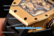 Richard Mille Tourbillon RM 057 Dragon Swiss ETA 2824 Automatic Yellow Gold Case with Black Rubber Strap and Gold Dragon Dial - 1:1 Original