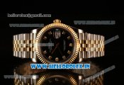 Rolex Datejust 37mm Swiss ETA 2836 Automatic Two Tone with Black Dial and Diamonds Markers