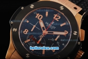 Hublot Big Bang Swiss Valjoux 7750 Chronograph Movement RG Case with Black Ceramic Bezel and Black Dial-RG Numeral/Stick Marker