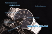 IWC Portuguese Chrono Japanese Miyota OS10 Quartz Steel Steel Case Roman Markers with Stainless Steel Strap and Black Dial