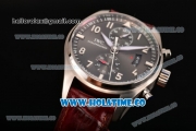 IWC Pilot's Chrono Swiss Valjoux 7750 Automatic Steel Case with Black Dial White Markers and Brown Leahter Strap - 1:1 Original