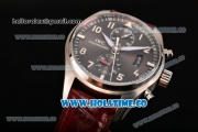 IWC Pilot's Chrono Swiss Valjoux 7750 Automatic Steel Case with Black Dial White Markers and Brown Leahter Strap - 1:1 Original