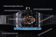 Richard Mille RM052 Miyota 9015 Automatic PVD Case with Skull Dial Dot Markers and Black Rubber Strap