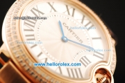 Cartier ballon bleu de Cartier Swiss Quartz Movement Rose Gold Case and Strap with Diamond Bezel and Black Roman Numerals