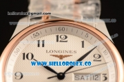 Longines Master Swiss ETA 2824 Automatic Two Tone Case with White Dial and Two Tone Bracelet