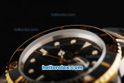 Rolex Submariner Automatic Movement with Black Dial and Bezel-Two Tone Strap