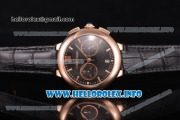 Cartier Rotonde De Chrono Miyota Quartz Rose Gold Case with Black Starry Dial and Stick Markers