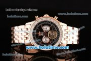 Breitling Navitime Tourbillon Automatic Movement Rose Gold Case with Rose Gold Stick Markers-Black Dial and Rose Gold Strap