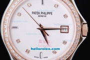 Patek Philippe Classic Rose Gold&Diamond Bezel-Diamond Marking with White Dial