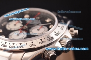 Rolex Daytona Swiss Valjoux 7750-SHG Automatic Steel Case with Black Dial and Black Leather Strap