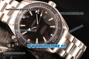 Omega Planet Ocean Clone Omega 8500 Automatic Steel Case/Bracelet with White Stick Markers and Black Dial (EF)