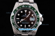 Rolex GMT-Master II Oyster Perpetual Automatic with Green Bezel,Black Dial and White Round Bearl Marking-Small Calendar