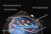 Breitling Avenger II Seawolf Asia 2813 Automatic PVD Case with Black Dial and Orange Stick Markers