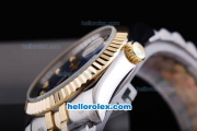 Rolex Datejust Oyster Perpetual Automatic Two Tone with Bue Dial-Diamond Marking and Gold Bezel