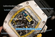 Richard Mille Felipe Massa Flyback Chrono Swiss Valjoux 7750 Automatic Steel Case with White Markers Black Rubber Bracelet and Numeral Markers