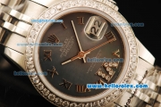 Rolex Datejust Automatic Movement ETA Coating Case with Diamond Bezel and Steel Strap