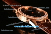 Patek Philippe Calatrava Swiss ETA 2824 Automatic Rose Gold Case with Black Dial Diamonds Bezel and Stick Markers