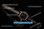 Rolex Cellini Asia Automatic Steel Case with Stick Markers Black Dial and Black Leather Strap