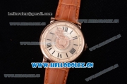 Cartier Rotonde de Cartier Astrotourbillon Asia 2813 Automatic Rose Gold Case with Rose Gold Dial Roman Numeral Markers and Brown Leather Strap