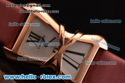 Cartier Tank Enlacée Swiss Quarz Rose Gold Case with Silver Dial and Brown Leather Strap