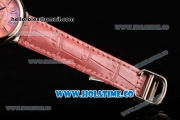 Cartier Ballon Bleu De Small Swiss Quartz Steel Case with Pink Dial Roman Numeral Markers and Pink Leather Strap