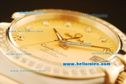 Omega Constellation Swiss ETA 2824 Automatic Steel Case with Yellow Gold Dial and Diamond Markers/Bezel