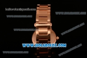 Cartier Rotonde De Miyota Quartz Rose Gold Case/Bracelet with Black Dial
