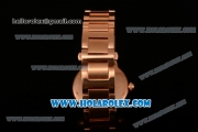 Cartier Rotonde De Miyota Quartz Rose Gold Case/Bracelet with Black Dial