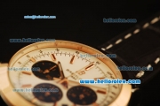 Breitling Transocean Quartz Steel Case with Rose Gold Bezel and White Dial-Black Leather Strap