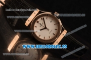 Hublot Classic Fusion Miyota 9015 Automatic Rose Gold Case with White Dial and Black Leather Strap (AAAF)