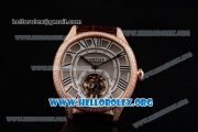 Cartier Drive de Cartier Flying Tourbillon Swiss Tourbillon Manual Winding Rose Gold Case with Grey Dial and Roman Numeral Markers