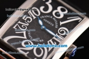 Franck Muller Long Island Asia 2813 Automatic Steel Case with White Arabic Numeral Markers and Black Dial
