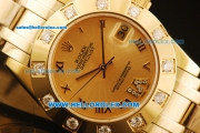 Rolex Datejust Automatic Movement Full Gold with Gold Dial and Diamond Bezel-ETA Coating Case