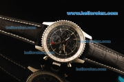 Breitling Navitimer Automatic Movement Steel Case with Black Dial and Black Leather Strap