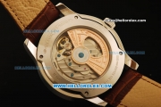 Jaeger Lecoultre Master Tourbillon Automatic Movement Brown Dial and Leather Strap with Silver Arrow Markers