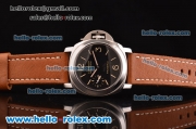 Panerai Luminor Marina Swiss ETA 6497 Manual Winding Steel Case with Black Dial and Brown Leather Strap