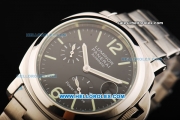 Panerai PAM 090 Luminor Power Reserve Automatic Movement Full Steel with Black Dial and Green Stick/Numeral Markers