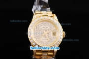 Rolex Datejust Oyster Perpetual Full Gold and Diamond with Diamond Dial-Lady Size