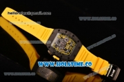 Richard Mille RM 011 Felipe Massa Flyback Chronograph Swiss Valjoux 7750 Automatic Carbon Fiber Case with Skeleton Dial and Yellow Markers - 1:1 Original