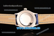 Rolex Cellini Time Asia 2813 Automatic Steel Case with White Dial Blue Leather Strap and Stick/Roman Numeral Markers