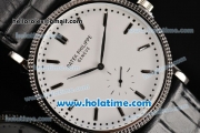 Patek Philippe Calatrava Miyota Quartz Steel Case with Silver Stick Markers and White Dial